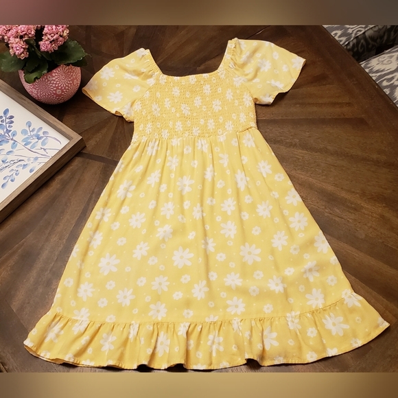 Wonder Nation Yellow Floral Kids Dress Size 7/8 Summer Dress - Picture 2 of 14